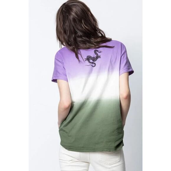 Zadig & Voltaire Tom DD Snake Gradient Ombre Graphic Tee Glam Punk Grunge SML - Picture 11 of 11